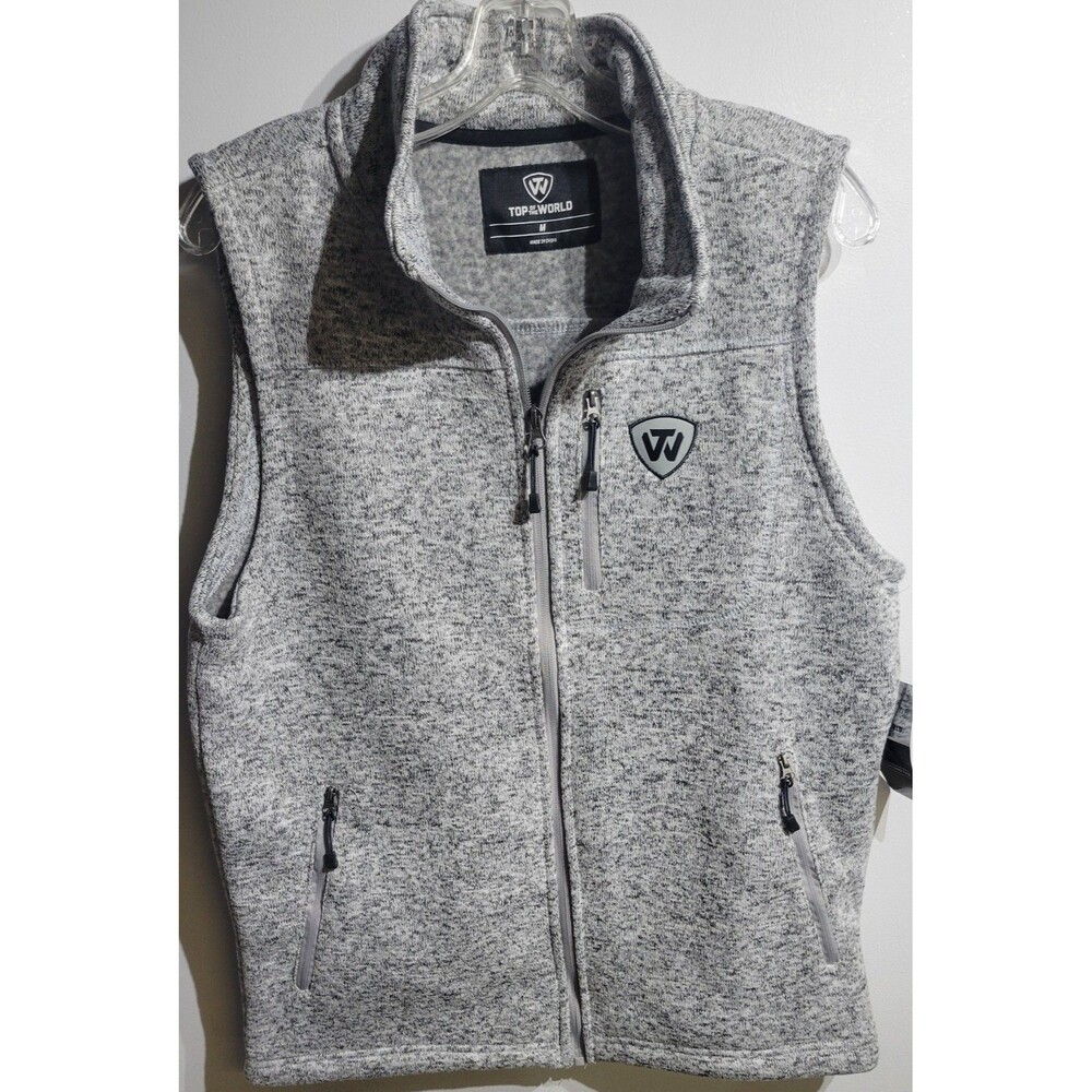 Top of the World Full Zip Grey Heathered Vest Size M NWT
